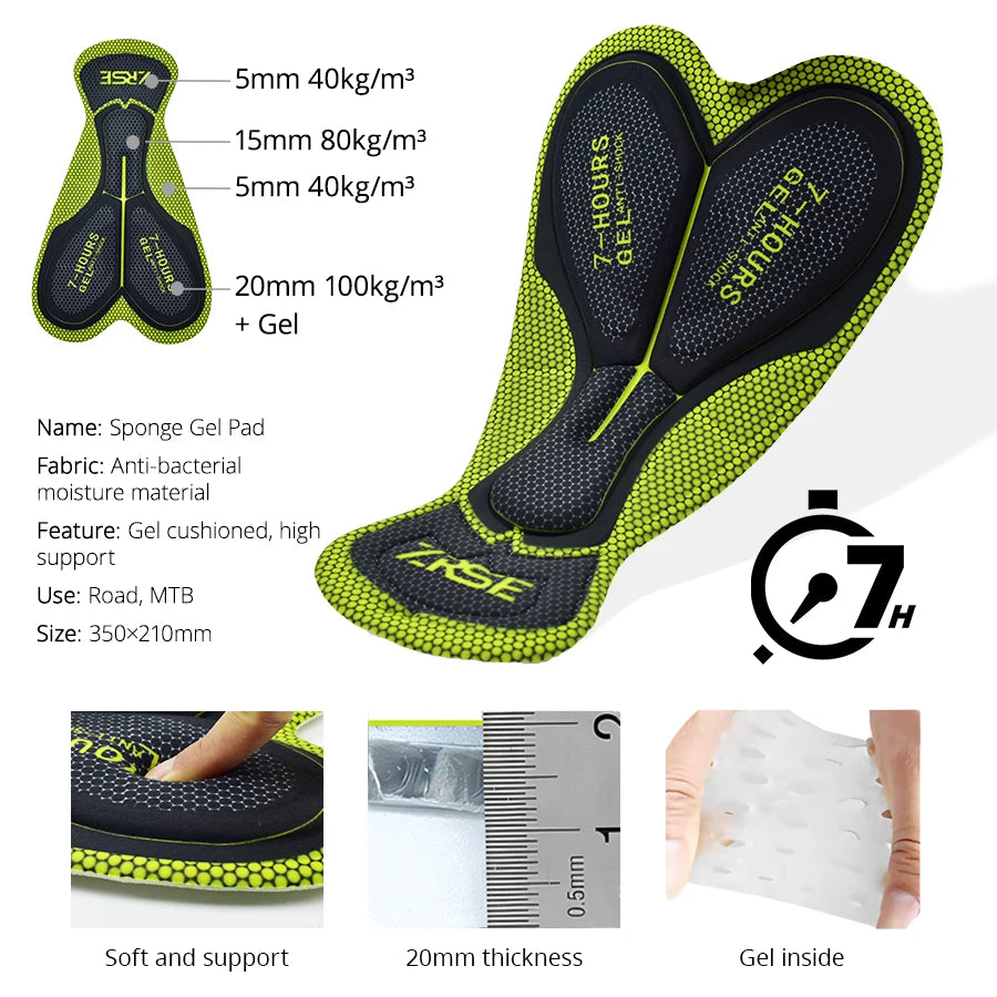 Fietsbroek Heren met Gelpad, Ademend en UV-Beschermend voor Lange Rit 1