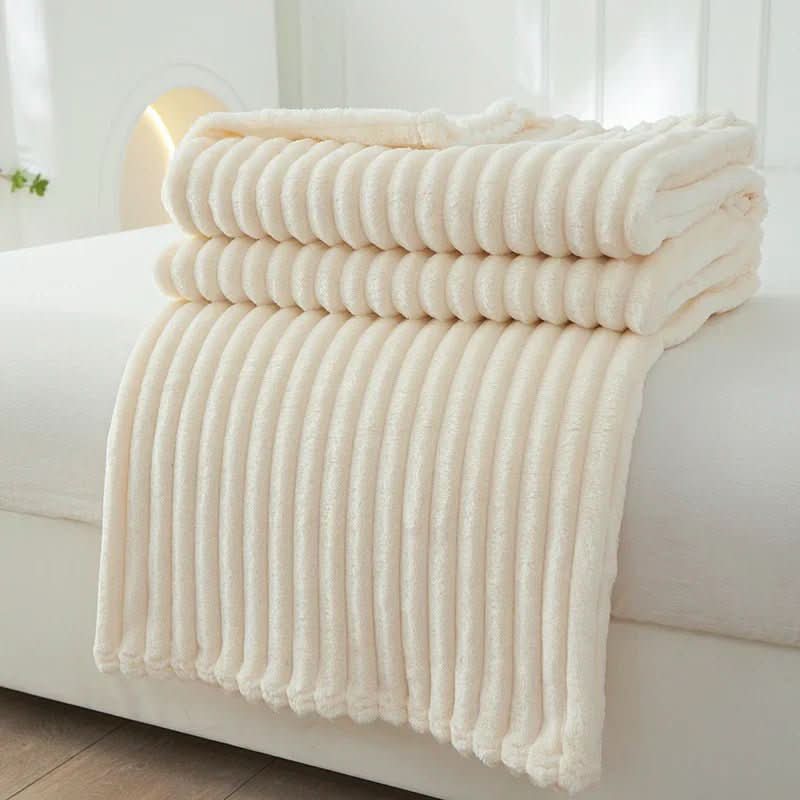 Flanellen Fleece Deken 150x200 cm, Ultra Zacht met Brede Strepen voor Thuisgebruik 1