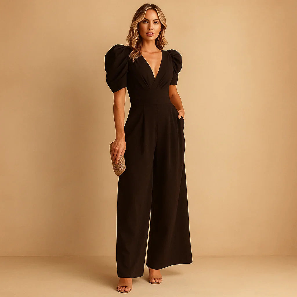 Flatterende jumpsuit met pofmouwen 1