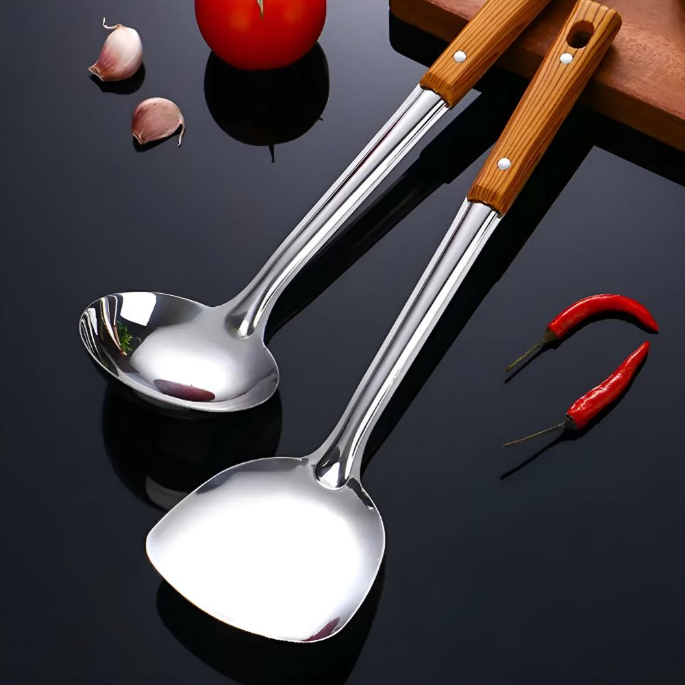 ForgeWare | Premium Roestvrijstalen Keukenhulpen Set - 5-delig Kookgereedschap met Houten Handvat 3
