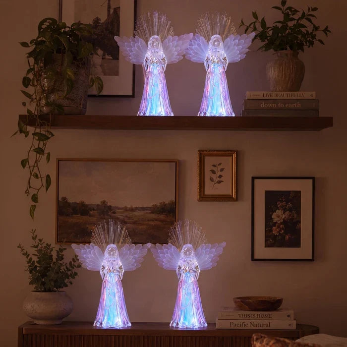 Fiber Optic Angel Figurine Light – Praying Angel with Color-Changing Wings Tevako