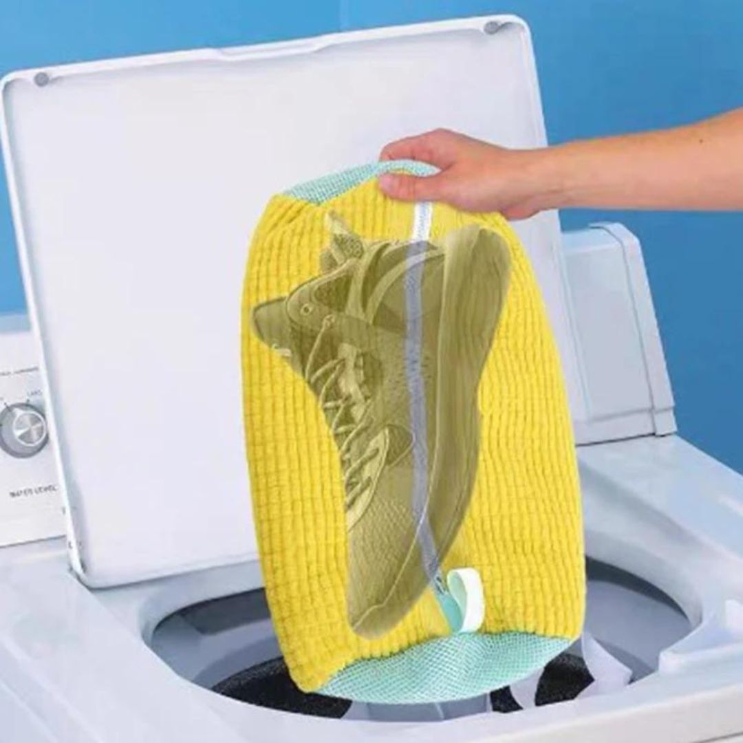 CleanStep – Sacchetto per lavaggio scarpe con spazzola e cerniera per lavatrice