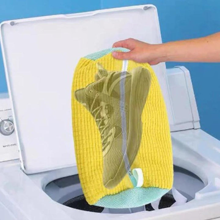 CleanStep – Bolsa para zapatos con cepillo y cierre de cremallera para lavadora