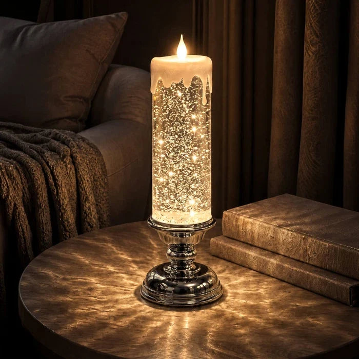 LED Glitter Candle – Flameless Candle with Swirling Glitter and a Warm Glow Tevako