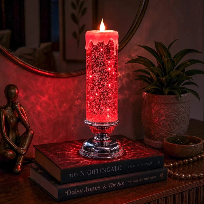 LED Glitter Candle – Flameless Candle with Swirling Glitter and a Warm Glow Tevako