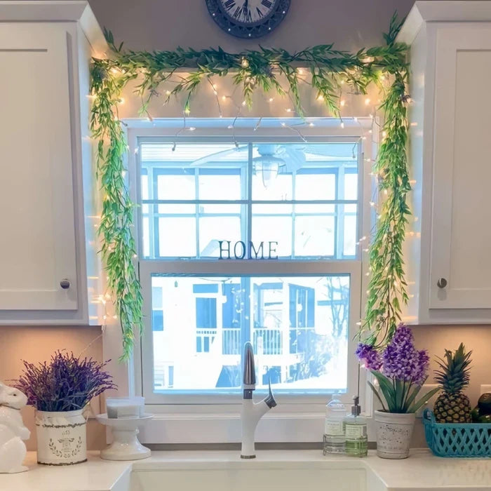 Lighted Garland With Berries and Leaves – Fairy Light Strand in Five Styles Tevako