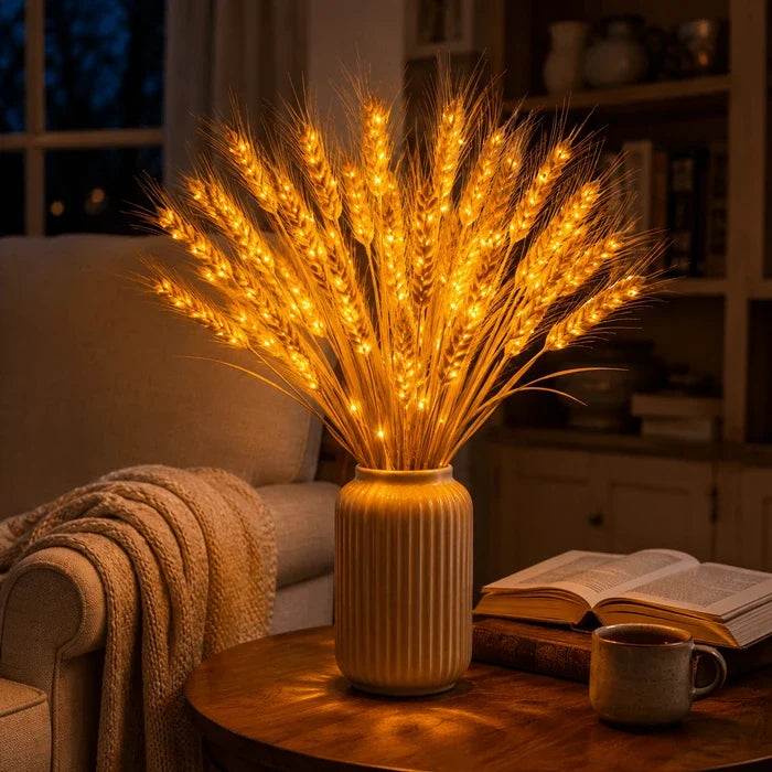 Lighted Wheat Stalk Display – Warm LED Glow for Autumn and Year-Round Decor Tevako