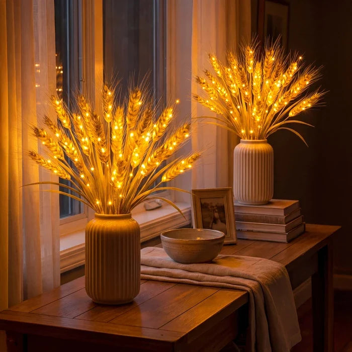 Lighted Wheat Stalk Display – Warm LED Glow for Autumn and Year-Round Decor Tevako