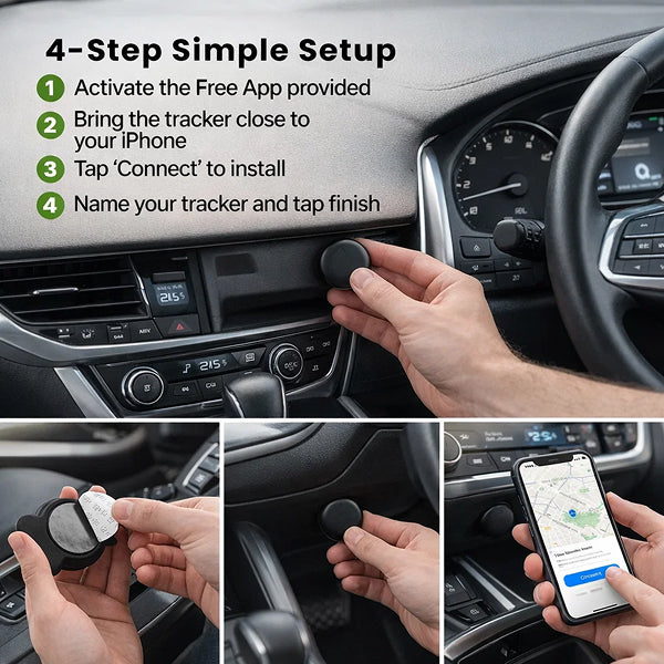 GPS Tracker voor Auto's zonder Abonnement | Realtime Locatietracking | Compatibel met Android & iOS | Sansoti 1
