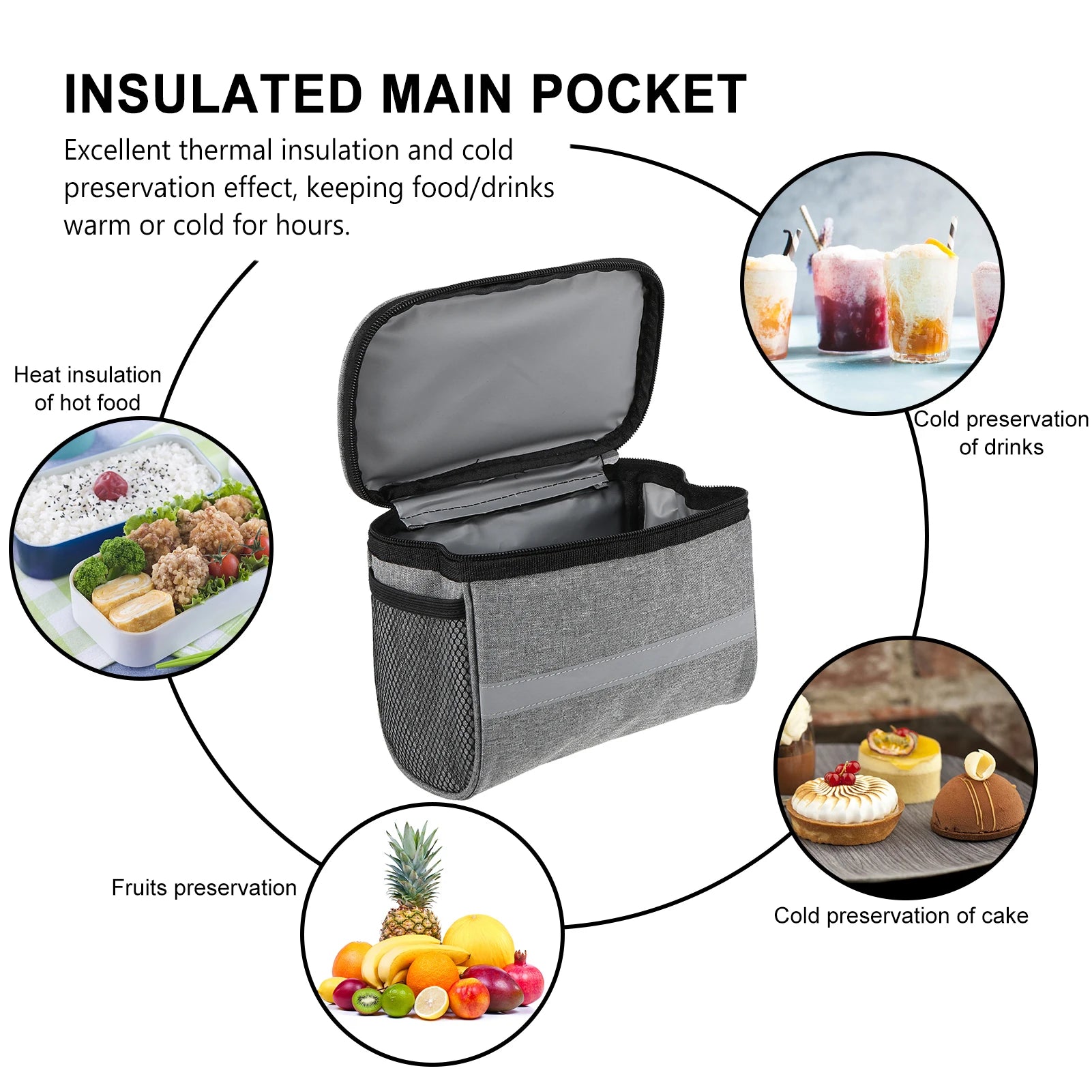 Geïsoleerde Fiets Stuurtas met Reflecterende Strip en Ruime Opbergruimte 3