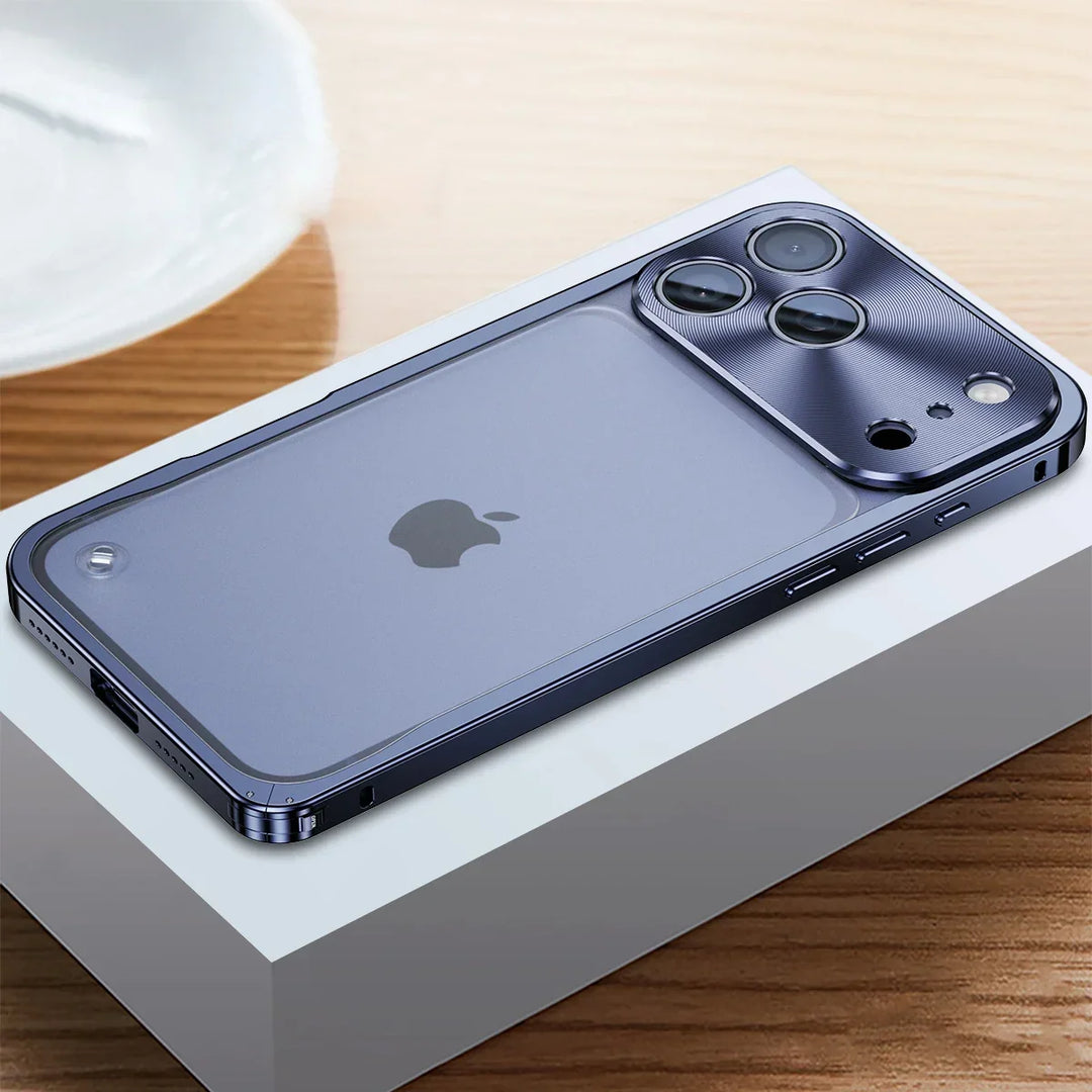 Gemetalliseerde iPhone Hoes met Magnetische Ring - Schokabsorberend Frame Matte Achterkant Telefoonbescherming | Sansoti 10