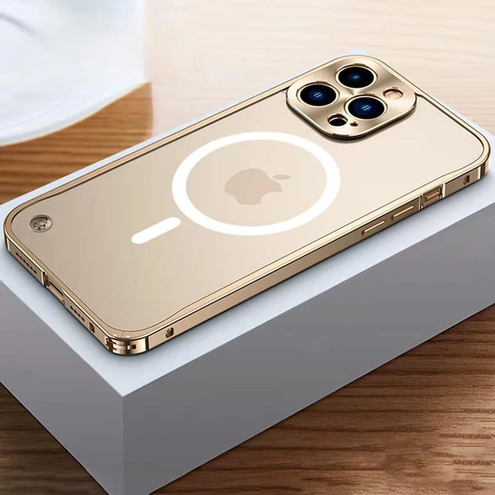 Gemetalliseerde iPhone Hoes met Magnetische Ring - Schokabsorberend Frame Matte Achterkant Telefoonbescherming | Sansoti 17