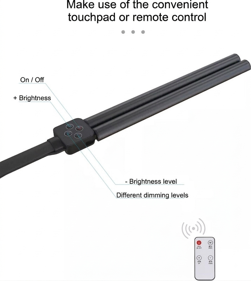Dimbare LED Bureaulamp – 5 Lichtkleuren & Brede Verlichting Vestragear