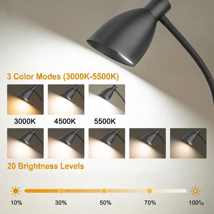 LED Bureaulamp – Dubbele Lamp, 5 Lichtkleuren &amp; Dimbaar Vestragear