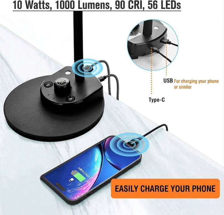 LED Bureaulamp – Dubbele Lamp, 5 Lichtkleuren &amp; Dimbaar Vestragear