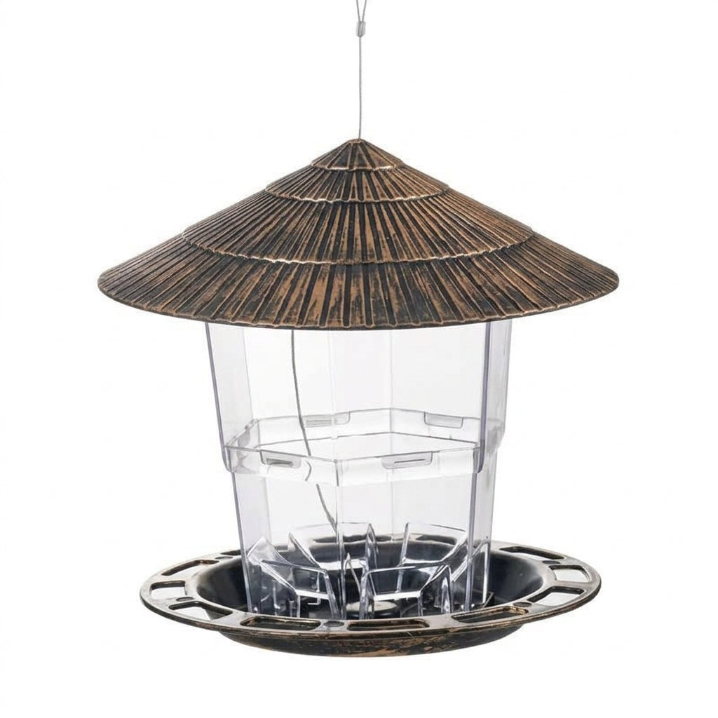 Vogelvoederhuis – Metalen hanging feeder met beschermkap en ruim voederreservoir Vestragear