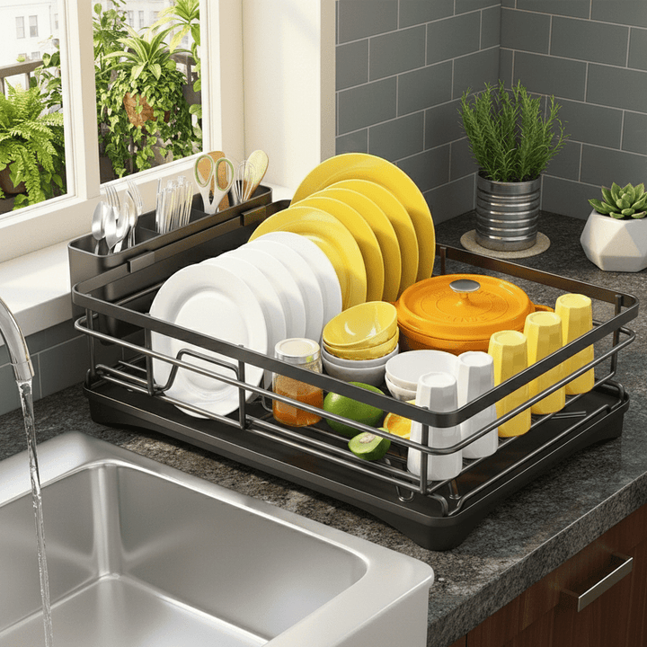 DRAINFLOW – Large Dish Drainer with Drip Tray Bolendo