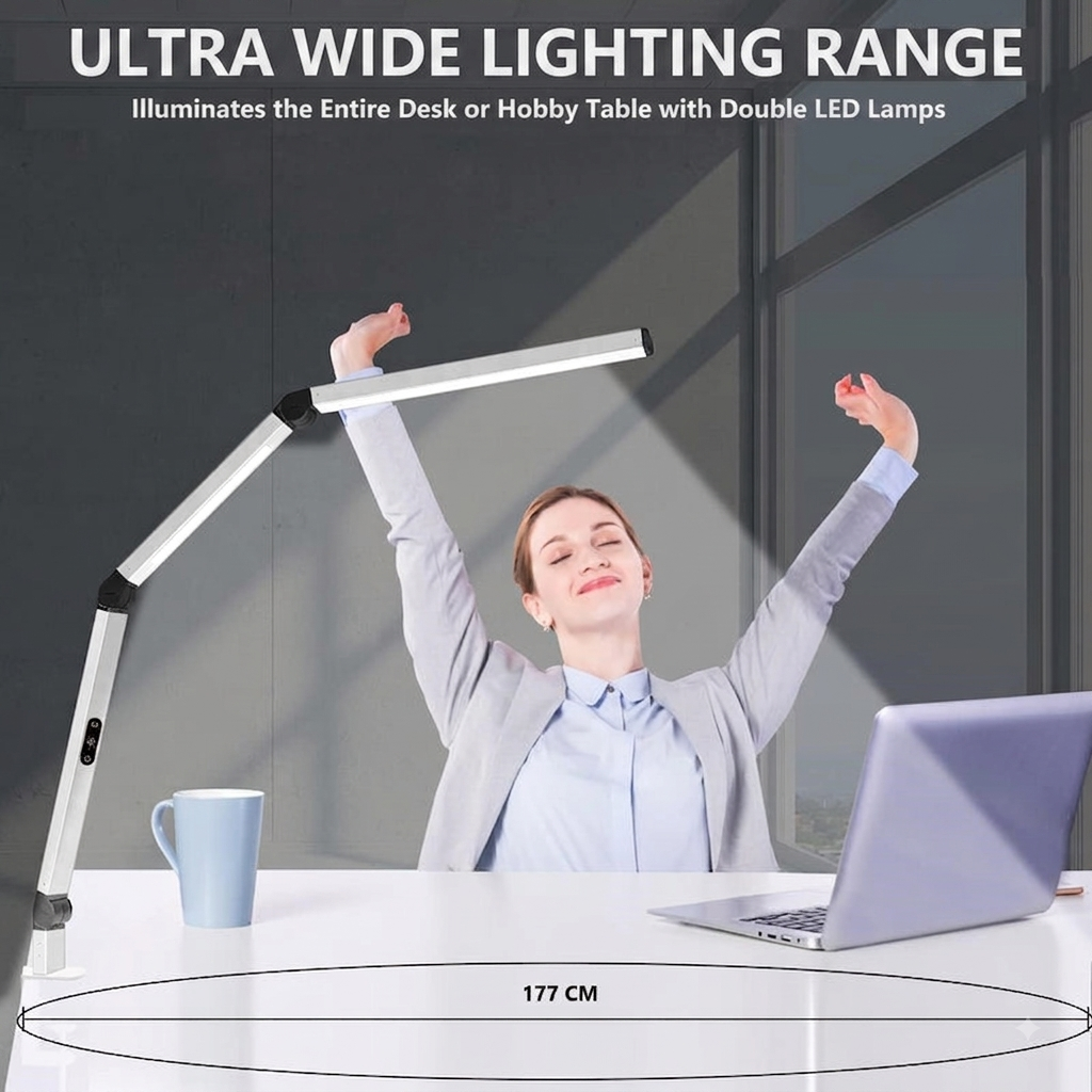 LED Bureaulamp – 4 Lichtkleuren, Afstandsbediening & Dubbele Lamp Vestragear