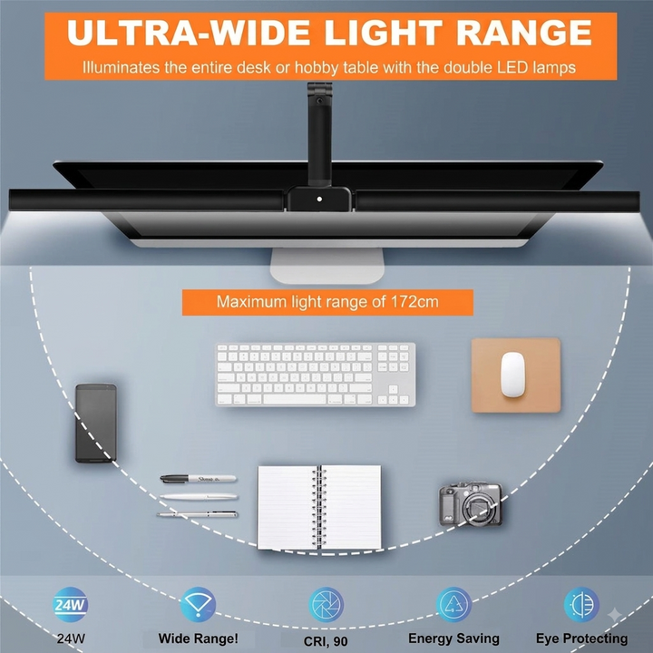 Dimbare LED Bureaulamp – 5 Lichtkleuren &amp; Brede Verlichting Vestragear