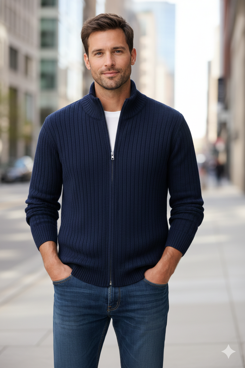 Slim-fit herenvest met ritssluiting – lichtgewicht stretch polyester voor een moderne dagelijkse stijl