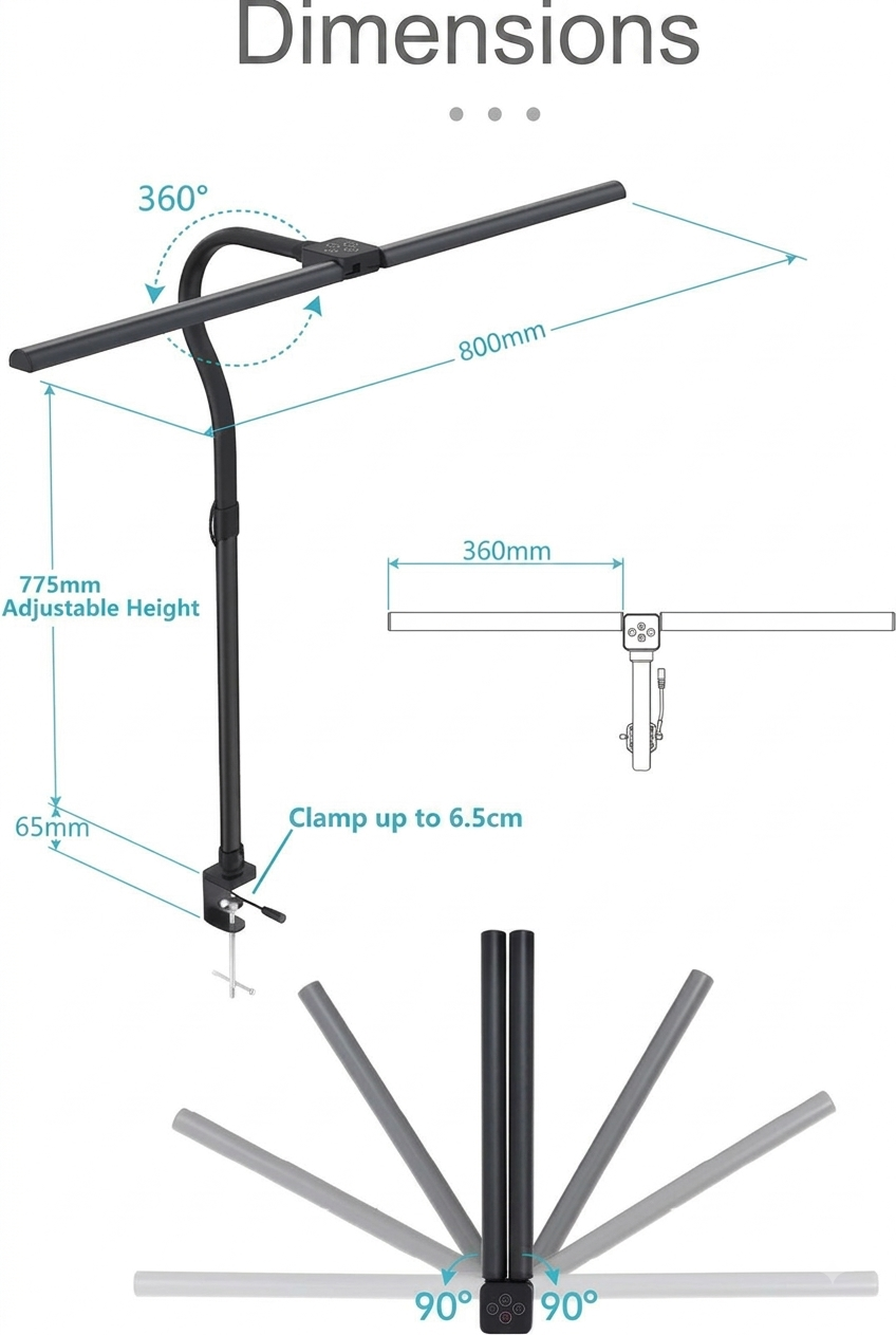 Dimbare LED Bureaulamp – 5 Lichtkleuren & Brede Verlichting Vestragear