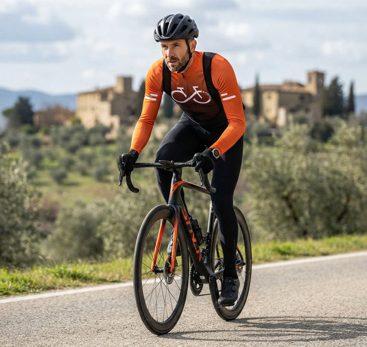 Wielerset Heren – Lange Mouwen Fietsshirt met Bibbroek en Ademend Materiaal Vestragear