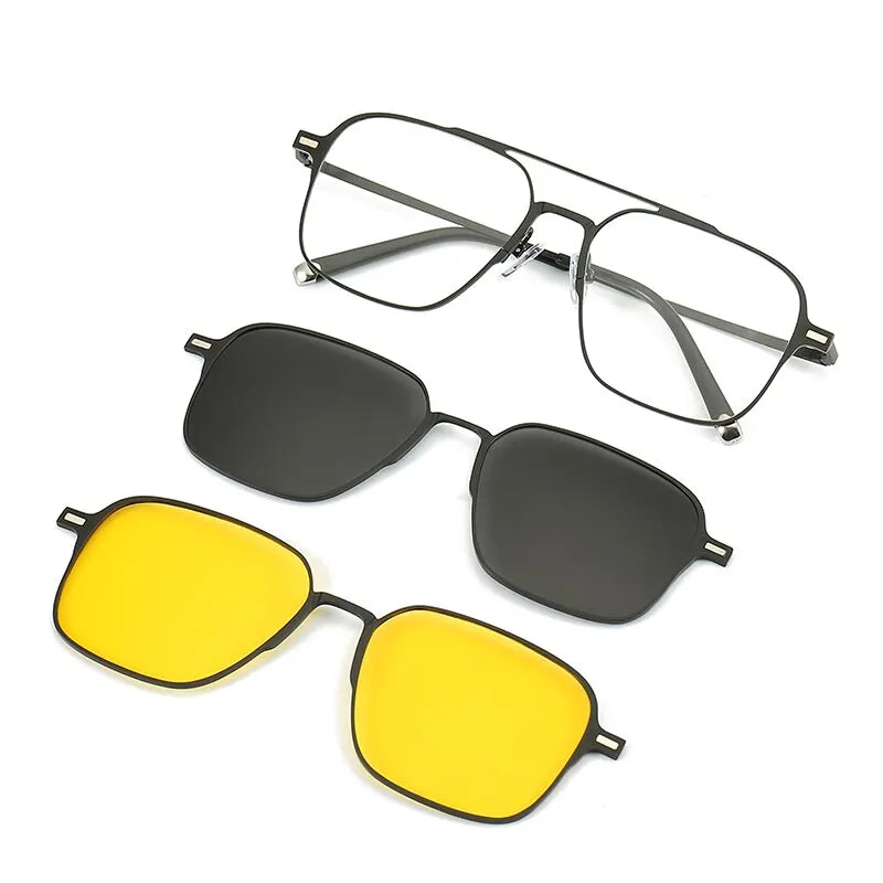 Gepolariseerde Zonnebril voor Mannen met Clip-On, UV400 Bescherming en Stijlvol Frame 1
