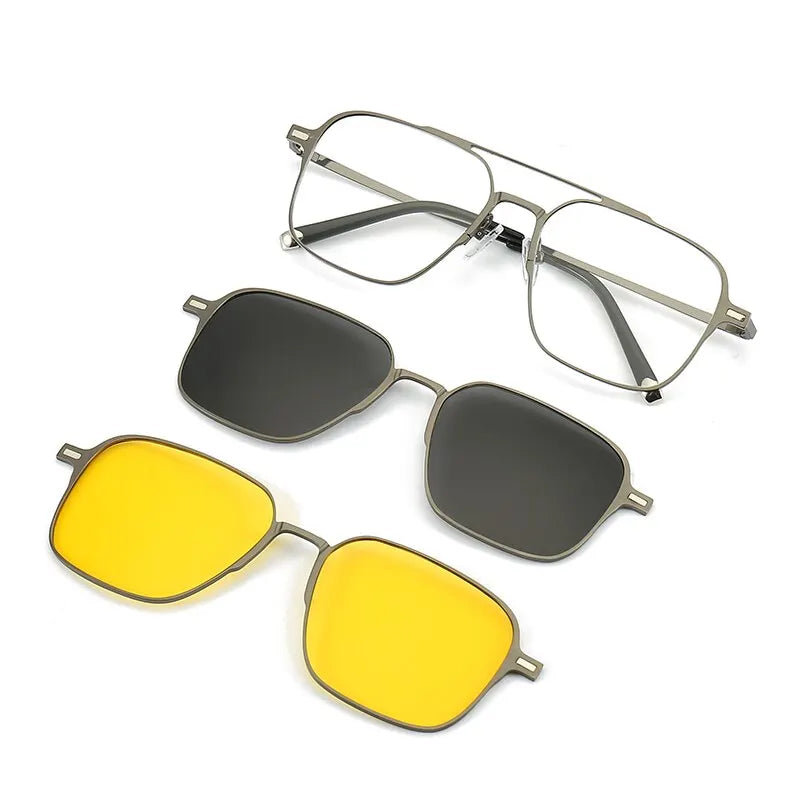 Gepolariseerde Zonnebril voor Mannen met Clip-On, UV400 Bescherming en Stijlvol Frame 6