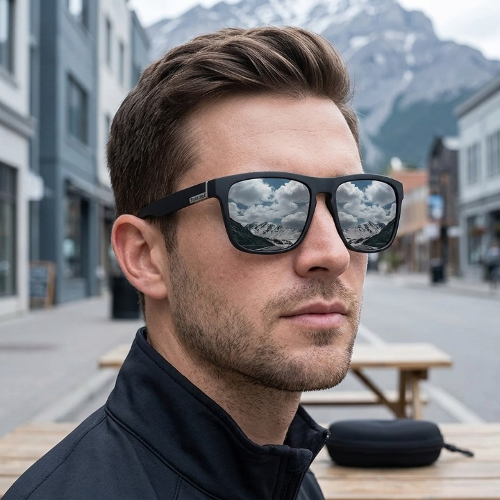 Gepolariseerde zonnebril voor heren – UV400 sportbril met spiegelende lenzen 3