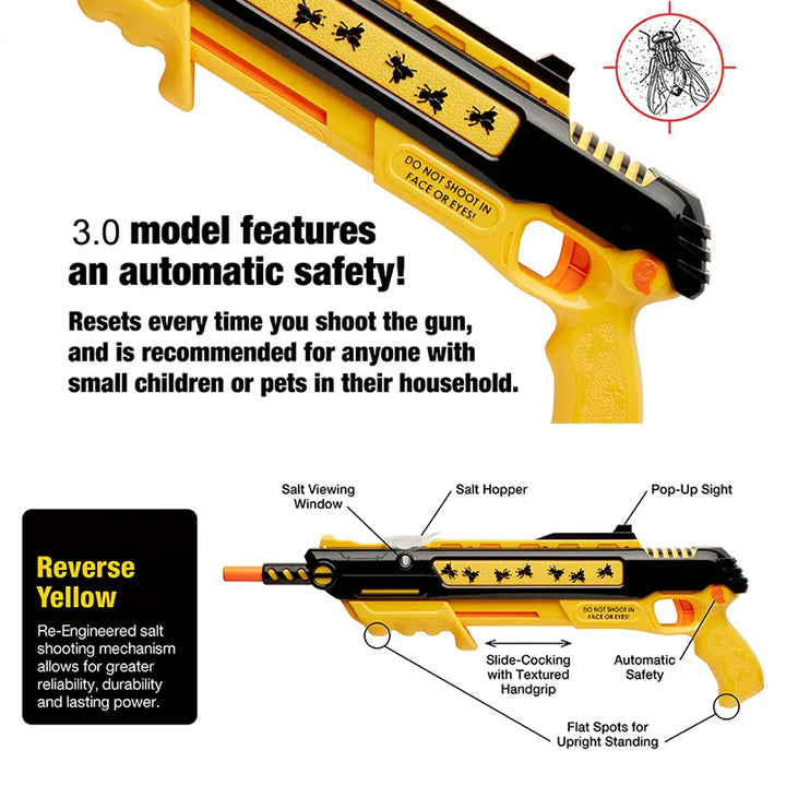 InsectaShot Pistola de Sal 3.0 – Seguro y Efectivo Contra Moscas y Mosquitos