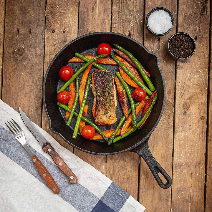 Gietijzeren Koekenpannenset 3-delig 16-20-26cm Inductie Gasfornuis Ongecoat Braadpan Omeletpan Roerbakpan Zwart | Sansoti 1