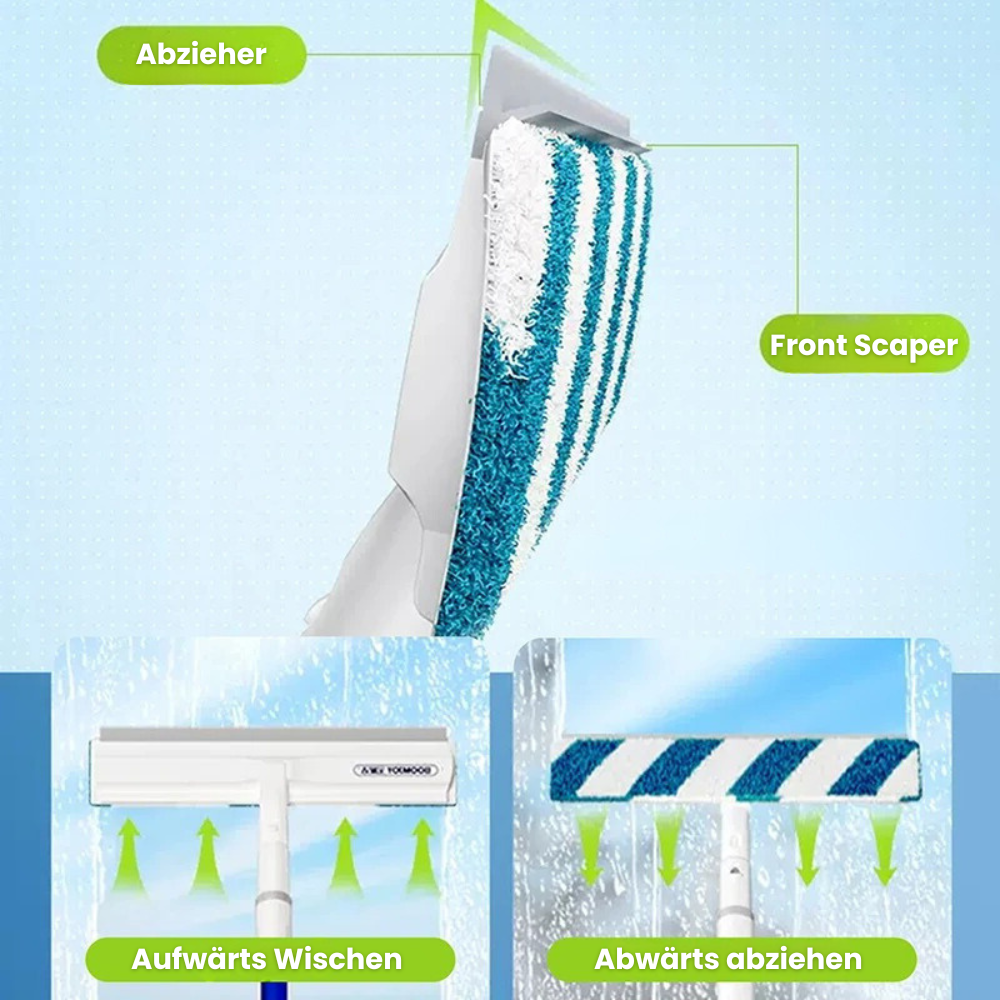 3-in-1 Draaibare Ramenreiniger met Telescoopsteel en Sprayfunctie Vestragear