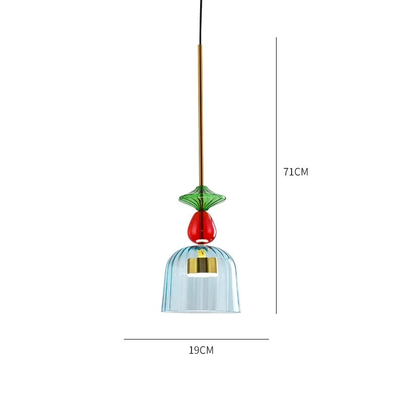 Glazen hanglamp – Kleurrijke hanglamp met E27 fitting en verstelbare ophanging. 10