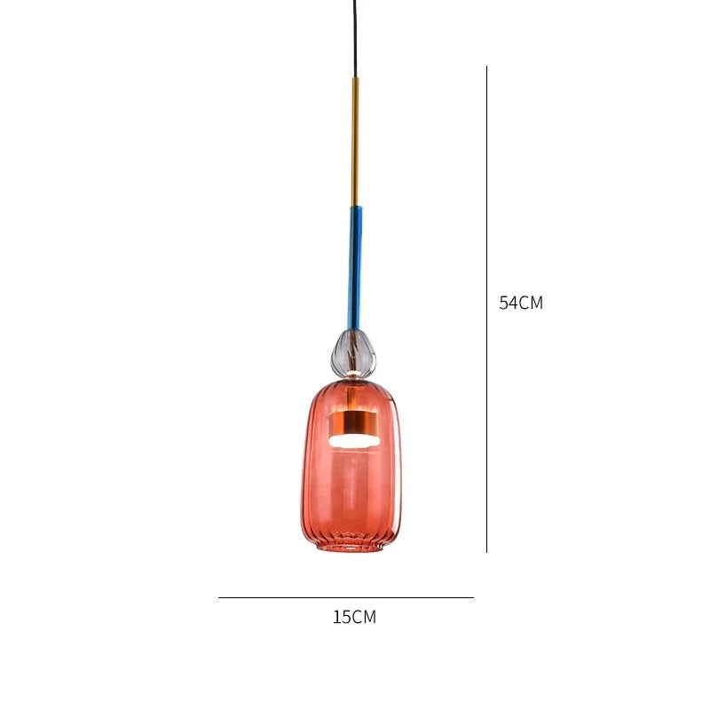 Glazen hanglamp – Kleurrijke hanglamp met E27 fitting en verstelbare ophanging. 11