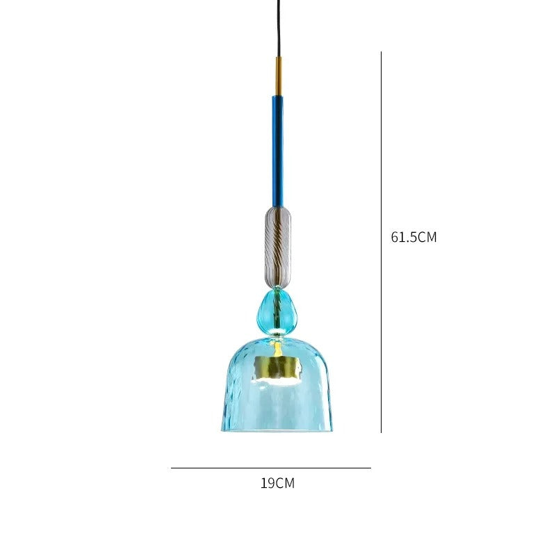 Glazen hanglamp – Kleurrijke hanglamp met E27 fitting en verstelbare ophanging. 6