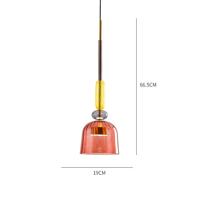 Glazen hanglamp – Kleurrijke hanglamp met E27 fitting en verstelbare ophanging. 7