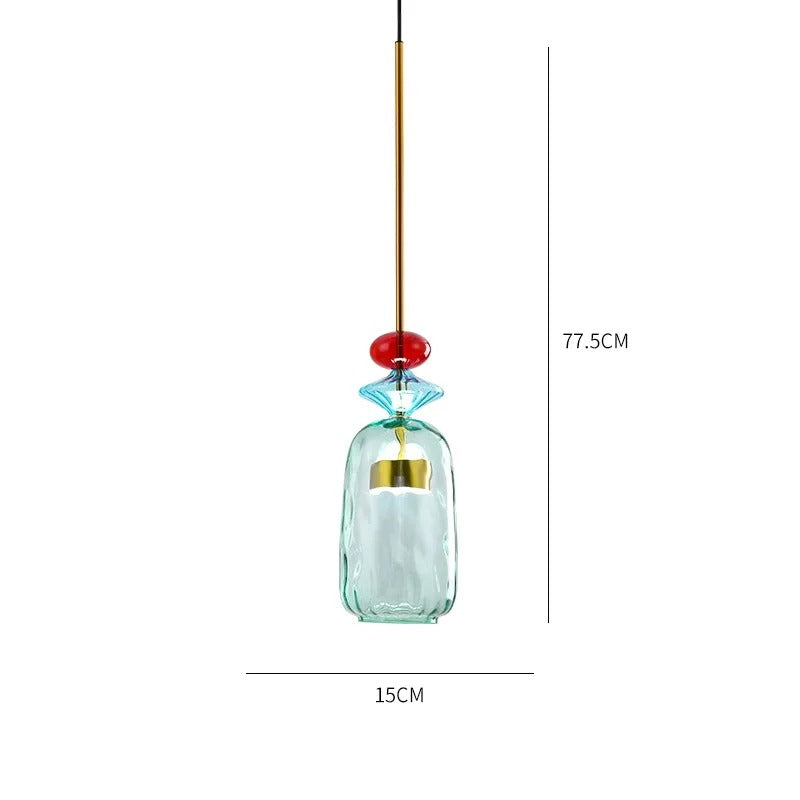 Glazen hanglamp – Kleurrijke hanglamp met E27 fitting en verstelbare ophanging. 8