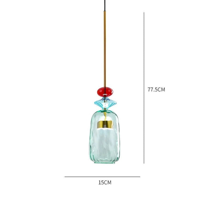Glazen hanglamp – Kleurrijke hanglamp met E27 fitting en verstelbare ophanging. 8