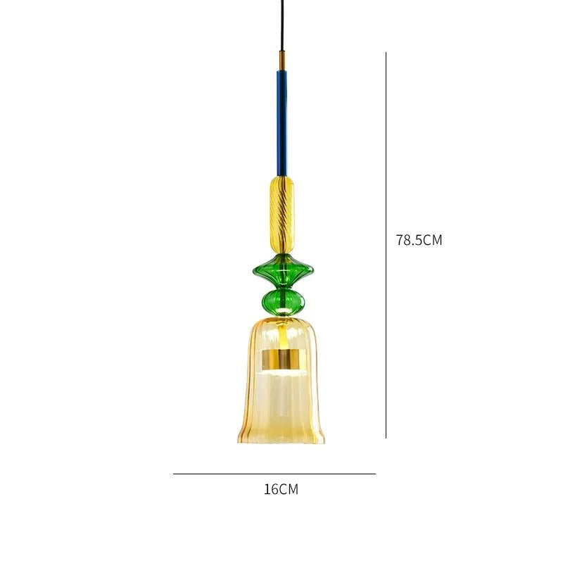 Glazen hanglamp – Kleurrijke hanglamp met E27 fitting en verstelbare ophanging. 9