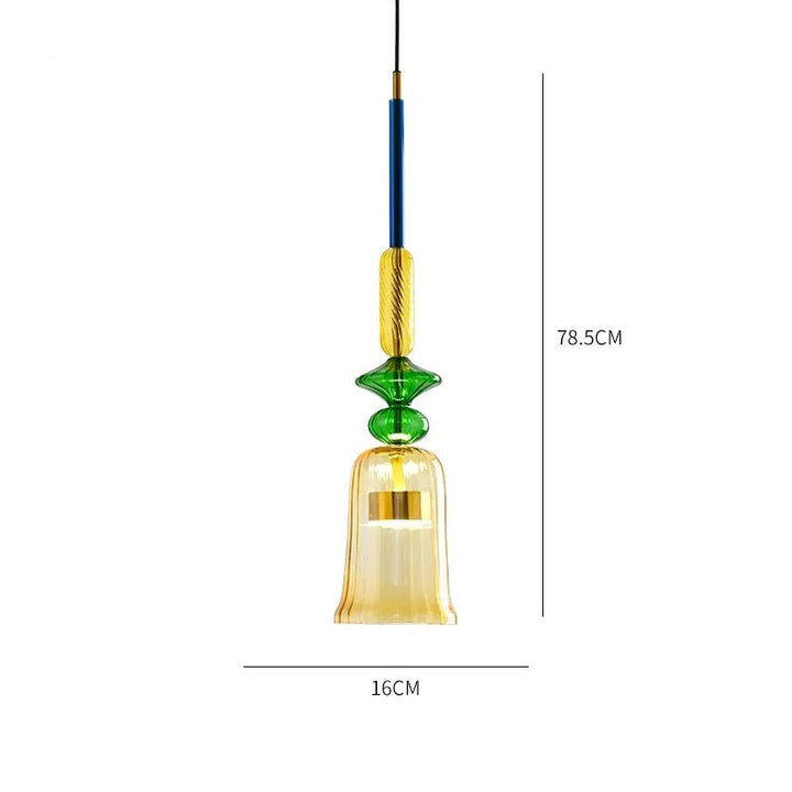 Glazen hanglamp – Kleurrijke hanglamp met E27 fitting en verstelbare ophanging. 9