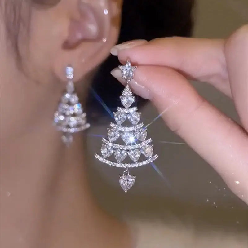 Arracades Aurélia Kerstboom – Or i Plata amb Strass, Luxe Festiva per a Dones