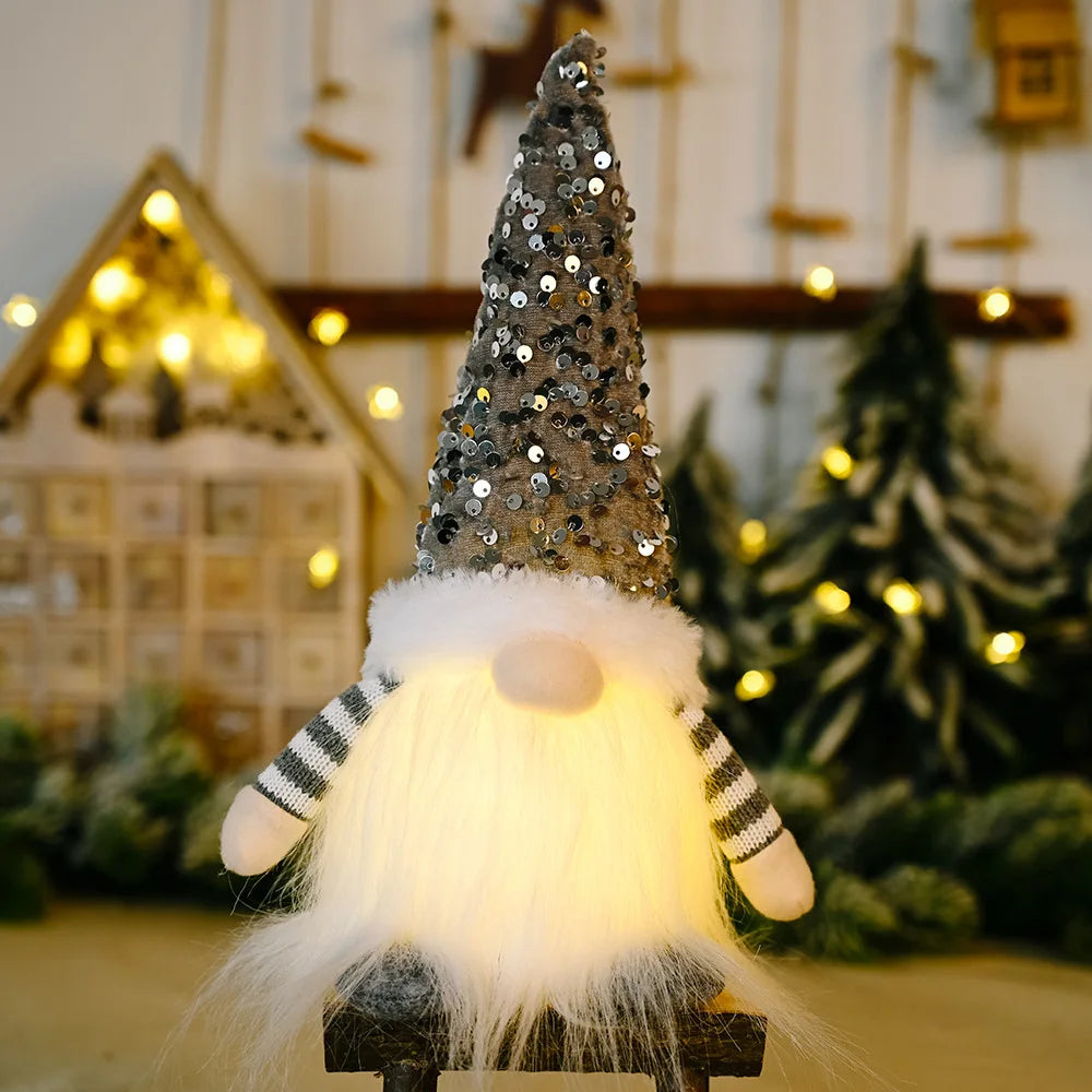 Gloeiende Gnome Kerstboomversiering 30 cm met Lampje voor Feestelijke Sfeer 6