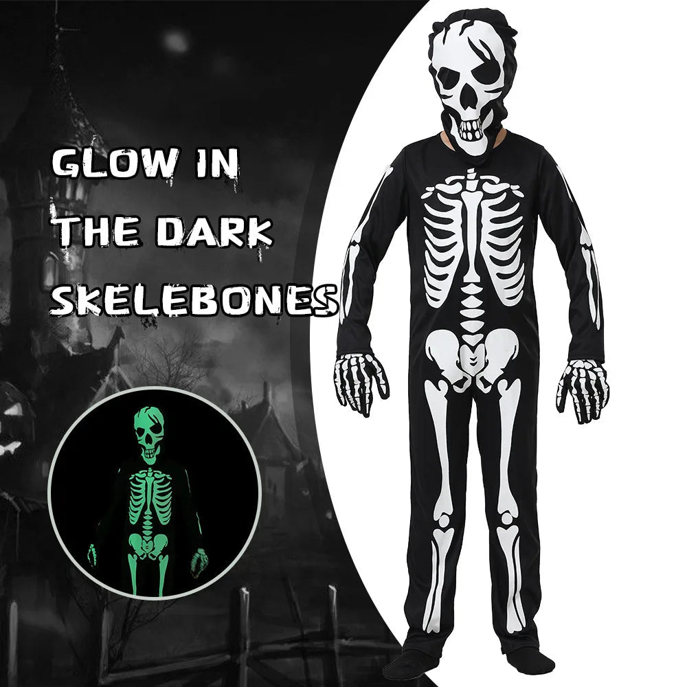Gloeiende Skelet Halloween Kinderen Zombie Kostuum 1