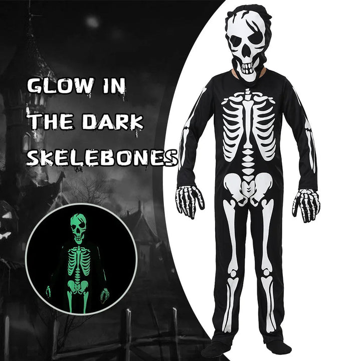 Gloeiende Skelet Halloween Kinderen Zombie Kostuum 1