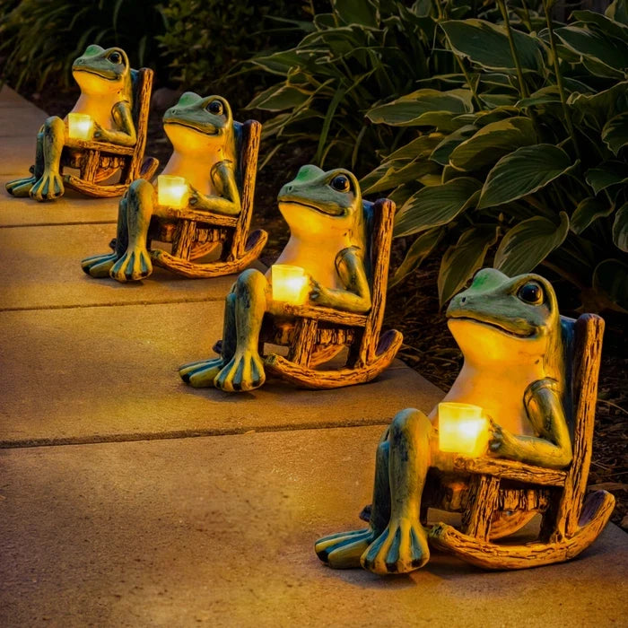 Glowing Frog Garden Statue – Frog Figure Holding an Illuminated Cup Tevako