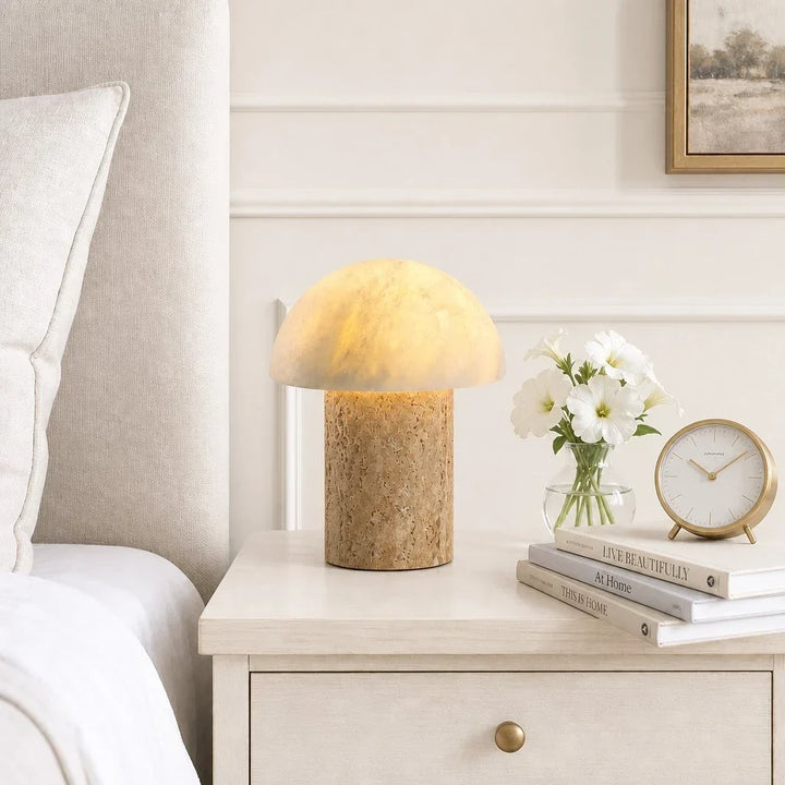 Glynnis Wabi-Sabi Travertine Mushroom Table Light 4