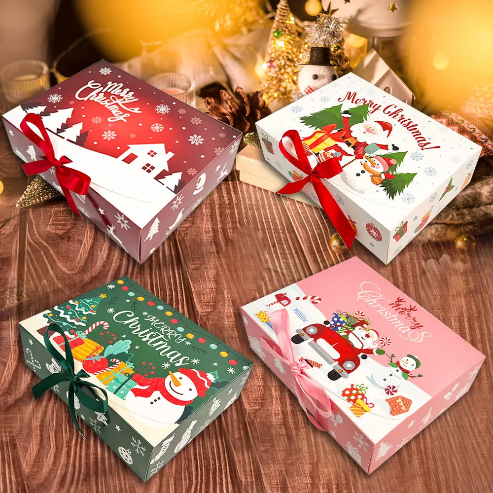 Grote Kerstcadeaudozen met Deksels - Set van 12 in Rood, Groen, Roze en Wit 0