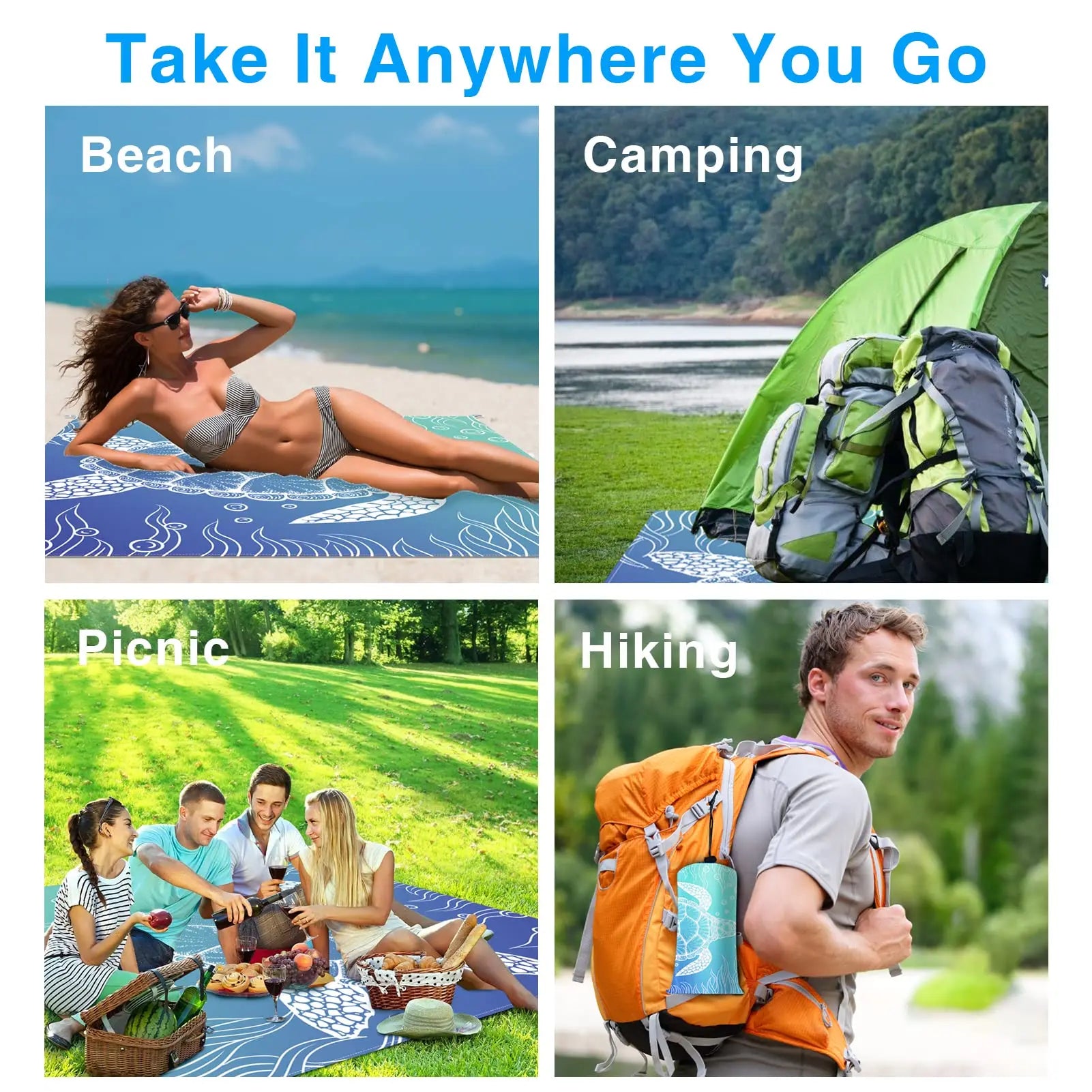 Grote Zanddichte Stranddeken voor Picknick en Outdoor Gebruik, Lichtgewicht en Duurzaam 3