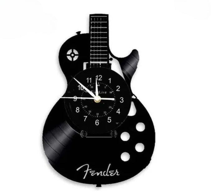 Guitarhero – Reloj de pared en forma de guitarra negro – Diseño creativo para amantes de la música