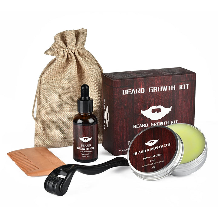 Ensemble de soins de la barbe pour hommes – Trousse complète de toilettage avec huile et peigne